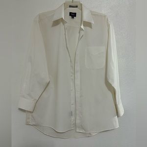 Cotton Blend Poplin Classic Man’s Shirt, Size 17, Sleeves 32-33, White